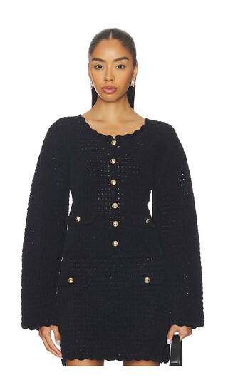 Ganni Chenille Crochet Cardigan in Black. - size M | Revolve Clothing (Global)