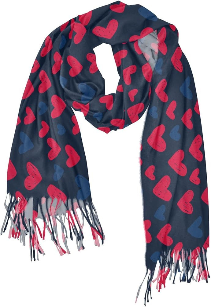 ALAZA Vintage Red Blue Hearts Women’s Scarf Soft Warm Long Scarves Shawl Wrap for Winter Autumn... | Amazon (US)