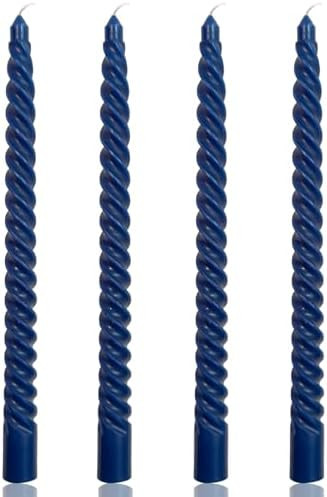 Navy Blue Spiral Taper Candles for Home Decoration, 4 Pack 10 Inch Candlesticks for Dinner Party ... | Amazon (US)