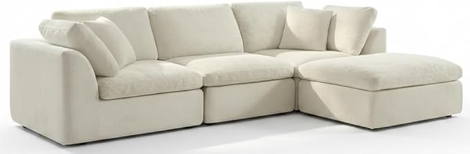 CHITA 108" Cloud Sectional Couches for Living Room, Boneless L-Shape Sofa with Ottoman, 3 Seater ... | Amazon (US)