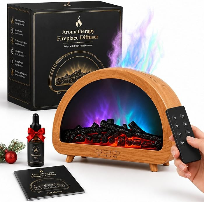 2027 New Christmas Fireplace Diffuser, 200ml 12 Colors Fireplace Humidifier Diffuser, Fireplace E... | Amazon (US)
