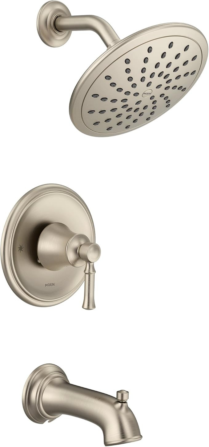 Moen T2283EPBN Dartmoor Tub Shower Faucet System with Rainshower Showerhead without Valve, Brushe... | Amazon (US)