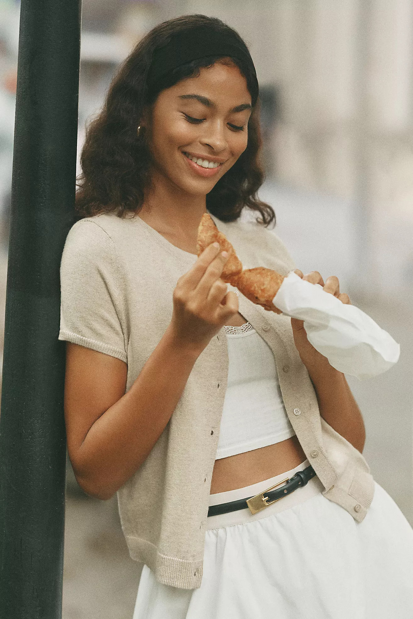 The Juliet Cotton Cashmere Short-Sleeve Crew-Neck Cardigan Sweater | Anthropologie (US)