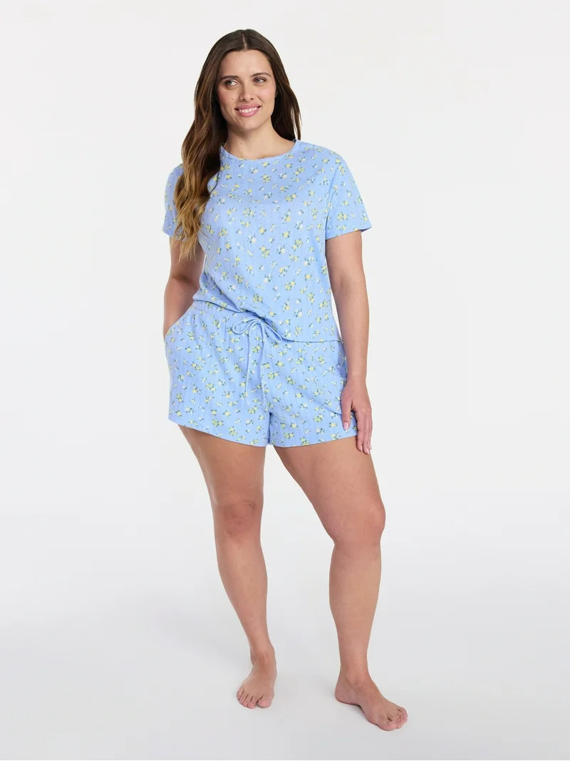 Joyspun Women’s Pointelle Knit Sleepwear Tee with Short Sleeves, Sizes XS-3X | Walmart (US)