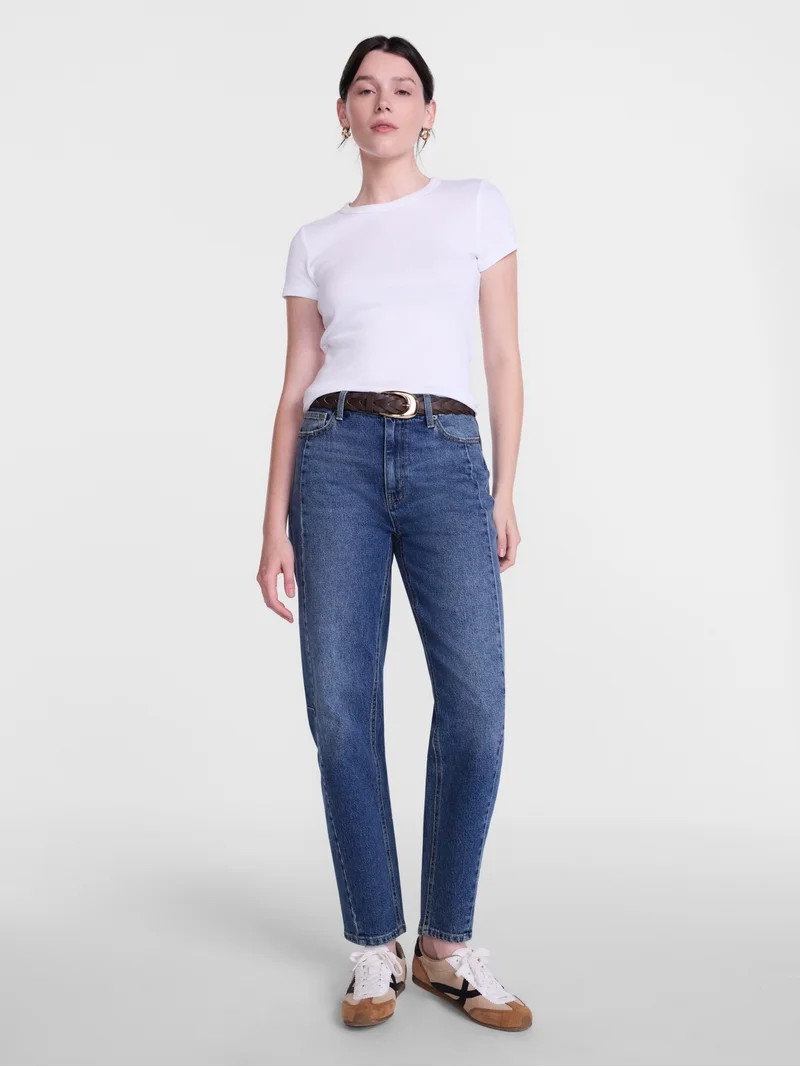 Scenario Women's and Women's Plus High Rise Barrel Jeans, 26", 28" Inseam, Sizes 0-28W | Walmart (US)