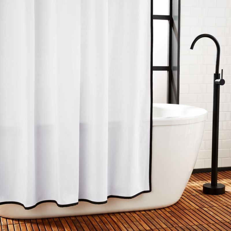 Capri Black Border Shower Curtain 84" + Reviews | CB2 | CB2