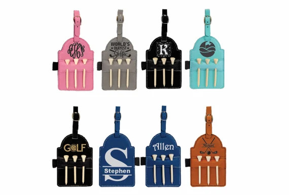 Golf Bag Tag PERSONALIZED, Wooden Tees, Engraved Golf Gifts Custom Golf Gifts Leather Golf Tags G... | Etsy (US)