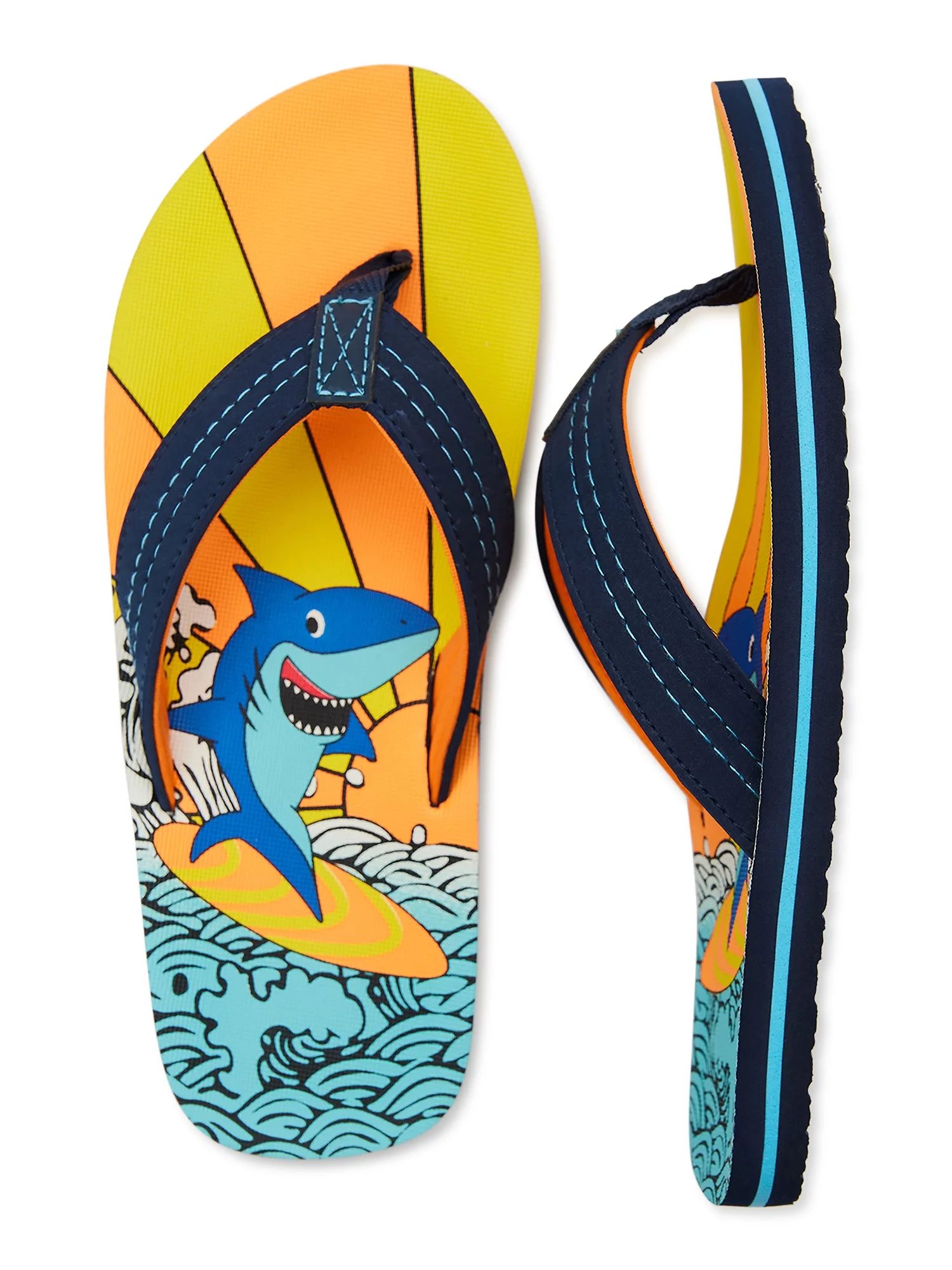 Wonder Nation Little & Big Boys Surf Shark Flip Flops, Sizes 11/12-6 | Walmart (US)