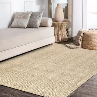 JONATHAN Y Hiro Hand Woven Chunky Jute Ivory 9 ft. x 12 ft. Area Rug NFR103A-9 - The Home Depot | The Home Depot