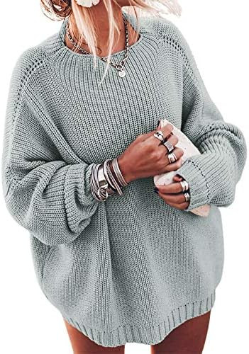 Ugerlov Women's Oversized Sweaters Batwing Sleeve Mock Neck Jumper Tops Chunky Knit Pullover Swea... | Amazon (US)