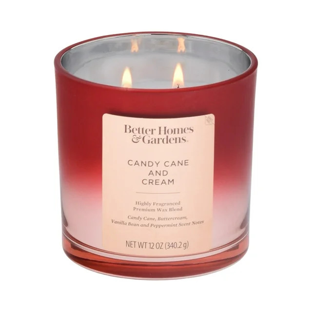 Better Homes & Gardens Candy Cane and Cream Scented 2-Wick 12oz Metallic Ombre Jar Candle - Walma... | Walmart (US)