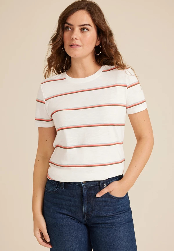 24/7 Dawson Striped Crew Neck Tee | Maurices