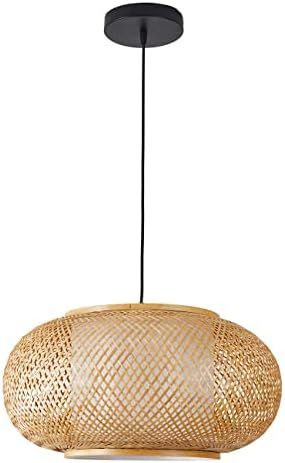 MIXL Elegant Bamboo Pendant Light Rattan 1 Light Beige Ceiling Fixture Adjustable Hanging Light f... | Amazon (CA)