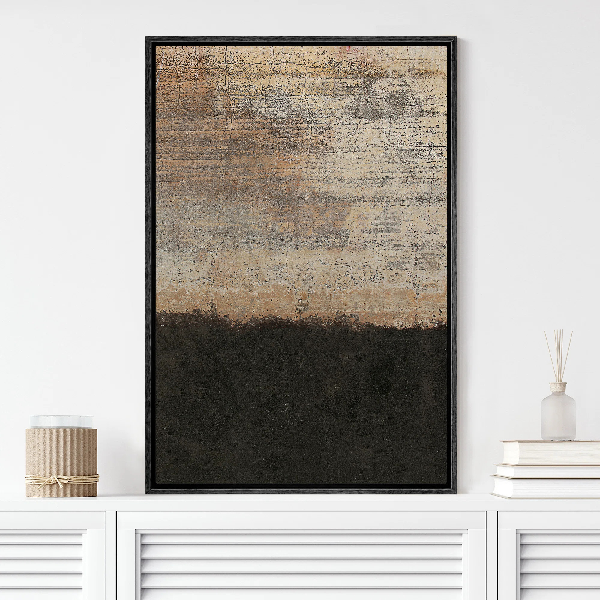 IDEA4WALL Grunge Abstract Paint Stroke Effect Grunge Dark Brown Rust Blocks Abstract Illustration... | Wayfair North America
