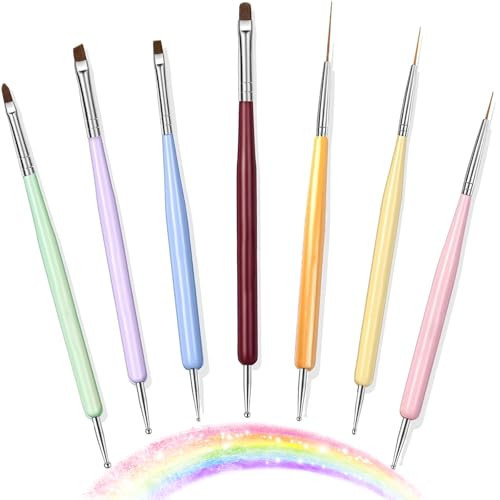 7PCS Nail Art Brushes, Nail Design Painting Brush Set with Nail Polish Brush, Nail Liner Brush, Nail Extension Gel Brush, Builder Nail Gel Brush, and Multi-Size Dotting Pens for DIY Nail Art | Amazon (US)