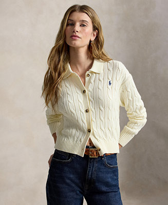 Polo Ralph Lauren Women's Polo Collar Long-Sleeve Cardigan - Macy's | Macy's