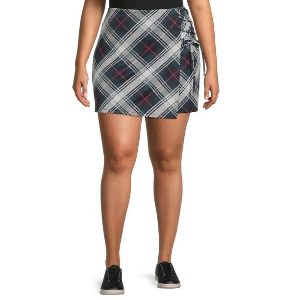 Madden NYC Juniors Plus Side Lace Up Plaid Skirt - Walmart.com | Walmart (US)