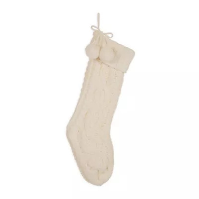 Glitzhome 24-Inch Cable Knit Christmas Stocking in White | Bed Bath & Beyond