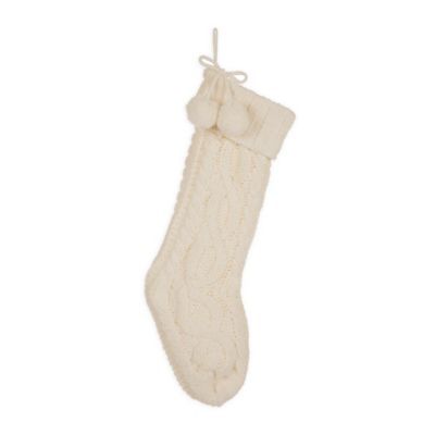 Glitzhome 24-Inch Cable Knit Christmas Stocking in White | Bed Bath & Beyond
