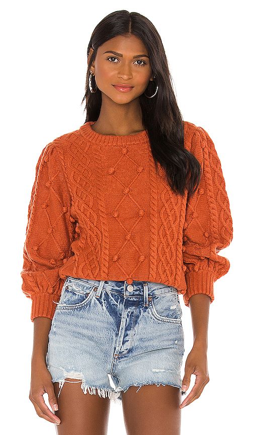 For Love & Lemons Florentina Sweater in Burnt Orange. - size XS (also in L,M,S) | Revolve Clothing (Global)