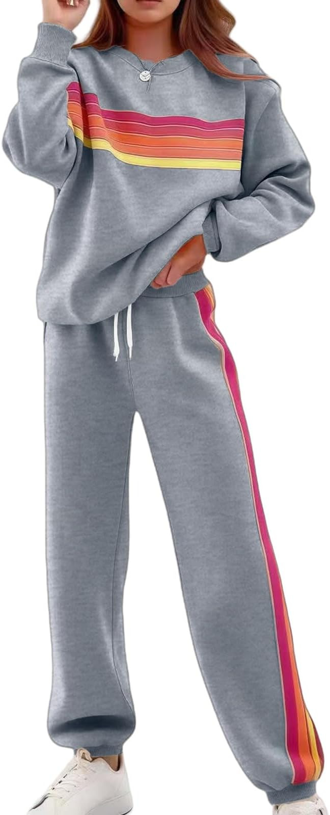 2 Piece Lounge Sets for Women Summer Rainbow Striped Tops Casual Shorts Color Blocked Suit Sweats... | Amazon (US)