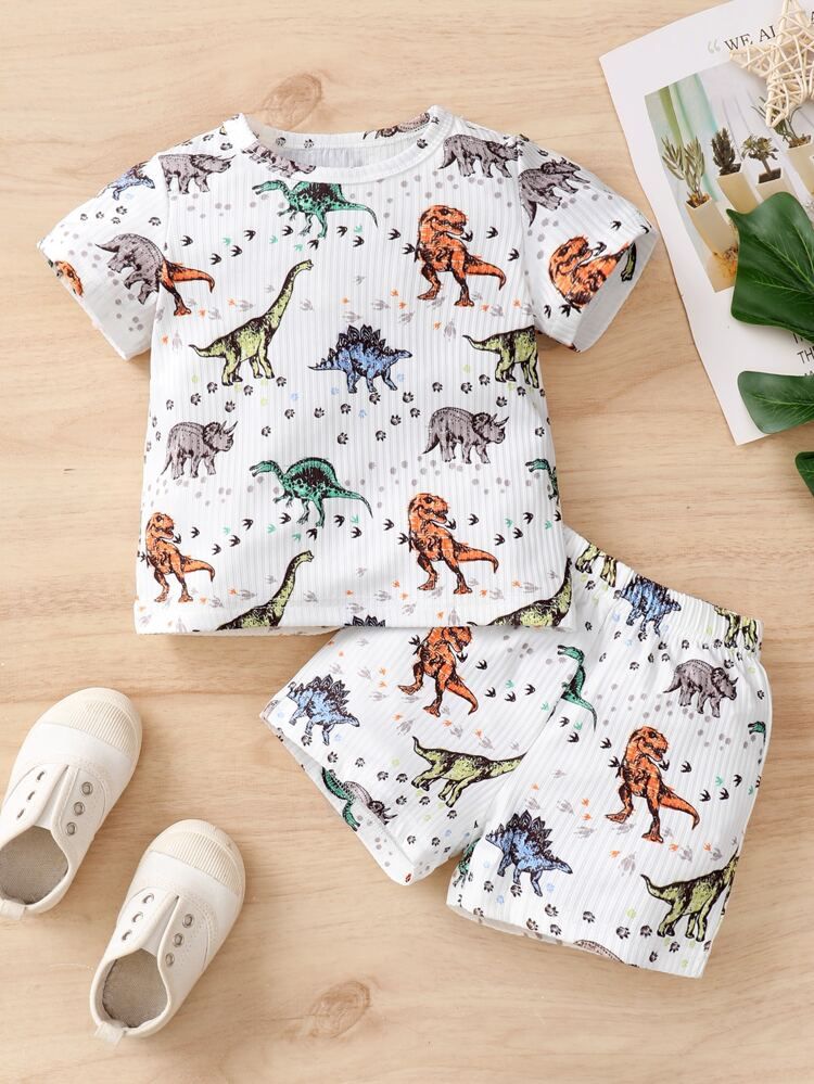 Baby Dinosaur Print Tee & Shorts | SHEIN