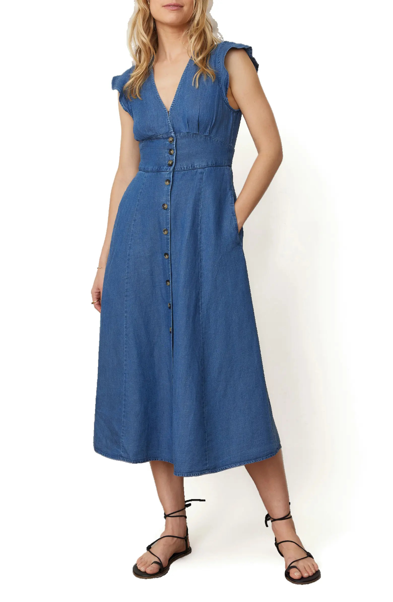 Camila Button Front Midi Dress | Nordstrom