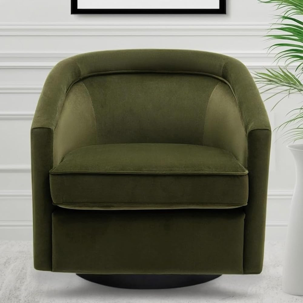 Wovenbyrd 360° Swivel Accent Chair, Mid-Century Modern Velvet Upholstered Barrel Chair with Meta... | Amazon (US)