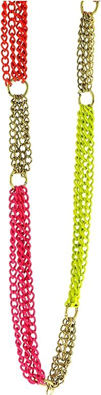 Neon Pink And Yellow Multi-Chain Necklace For Women AERON7 | Amazon (US)
