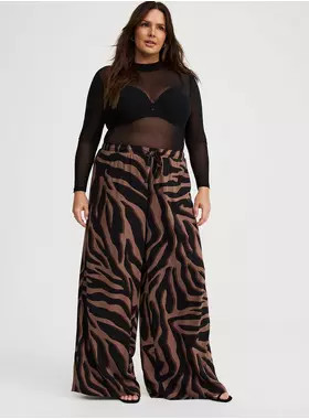 Wide Leg High-Rise Challis Pant | Torrid (US & Canada)