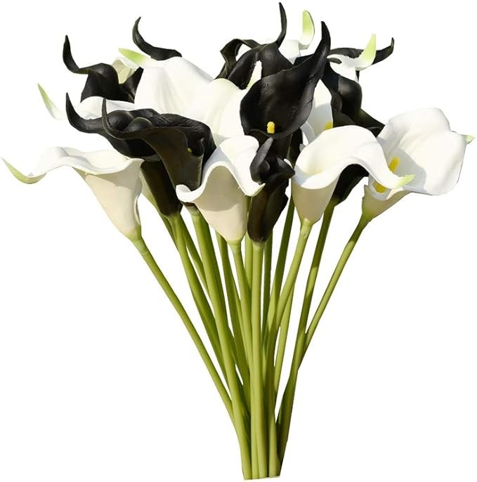 Mandy's 20pcs Black and White Artificial Calla Lily Flowers 13.4" for Home Kitchen & Wedding Deco... | Amazon (US)
