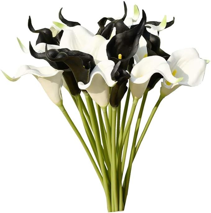 Mandy's 20pcs Black and White Artificial Calla Lily Flowers 13.4" for Home Kitchen & Wedding Deco... | Amazon (US)
