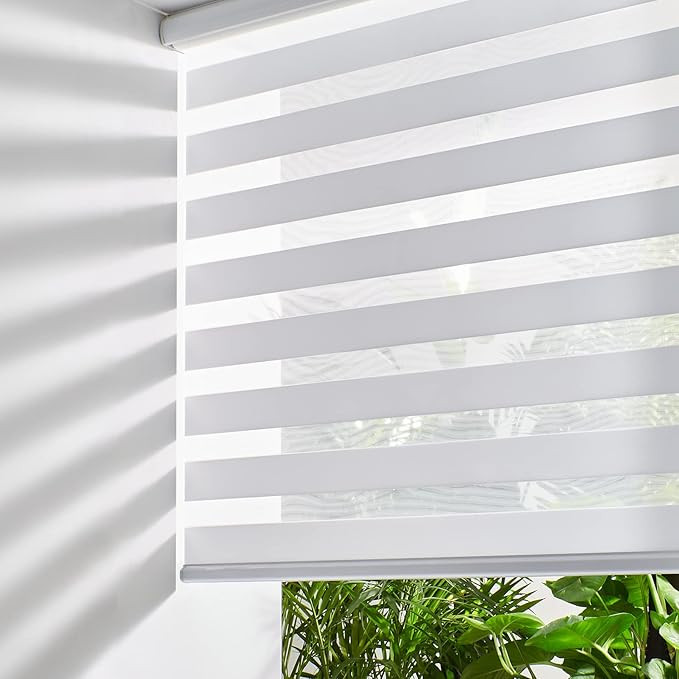 Persilux Cordless Zebra Blinds for Windows (58" W X 64" H, White) Free-Stop Roller Windows Shades... | Amazon (US)