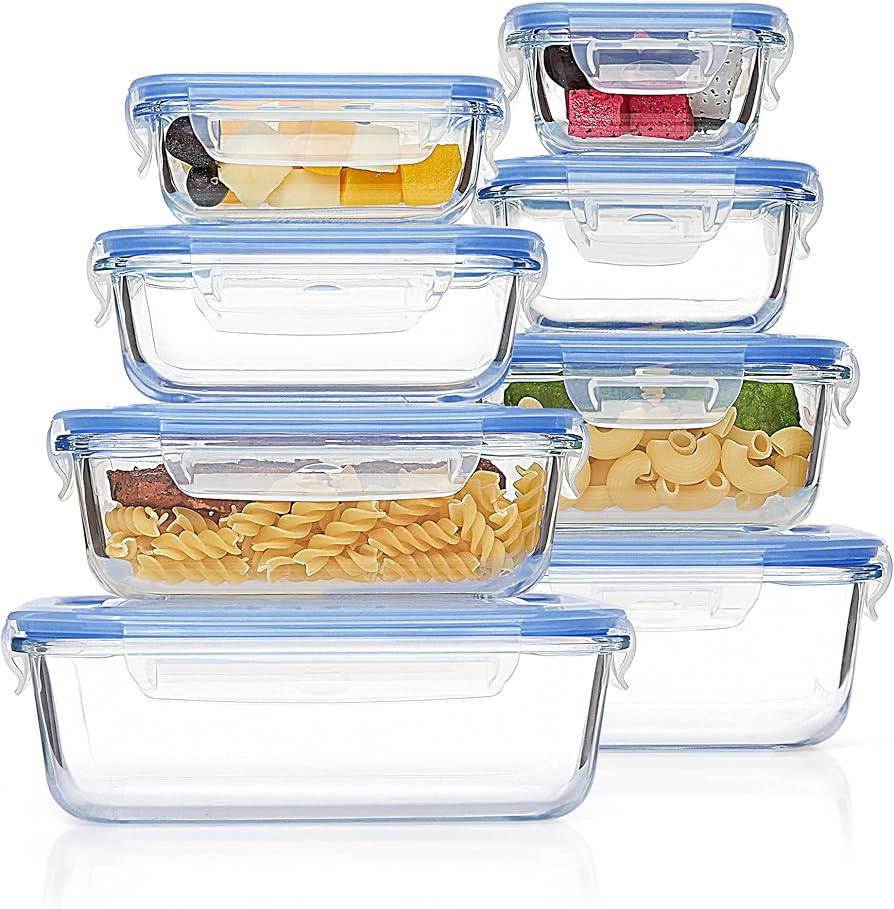 Vtopmart 8 Pack Glass Meal Prep Container with Lids, Snapware Lunch Containers for Food Storage, ... | Amazon (US)