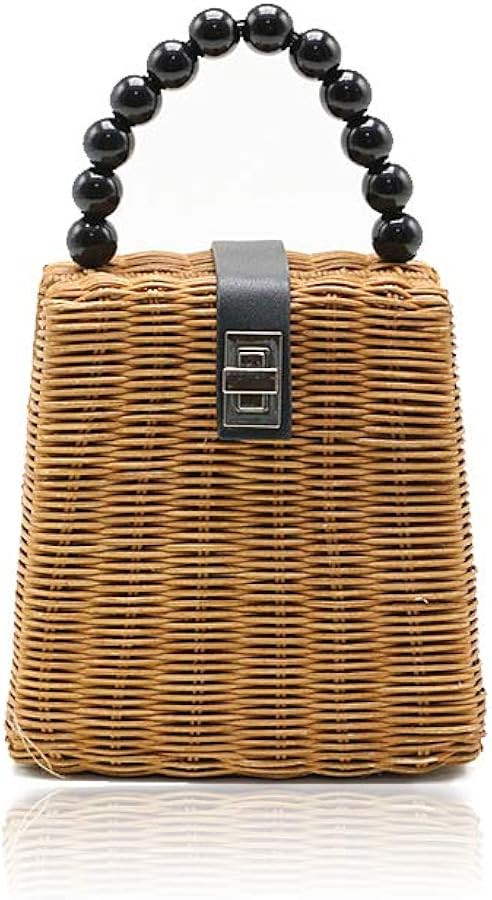 Fashion Women Hand-Woven Wicker Shoulder Bag with Removable Leather Shoulder Strap Summer Vintage... | Amazon (US)
