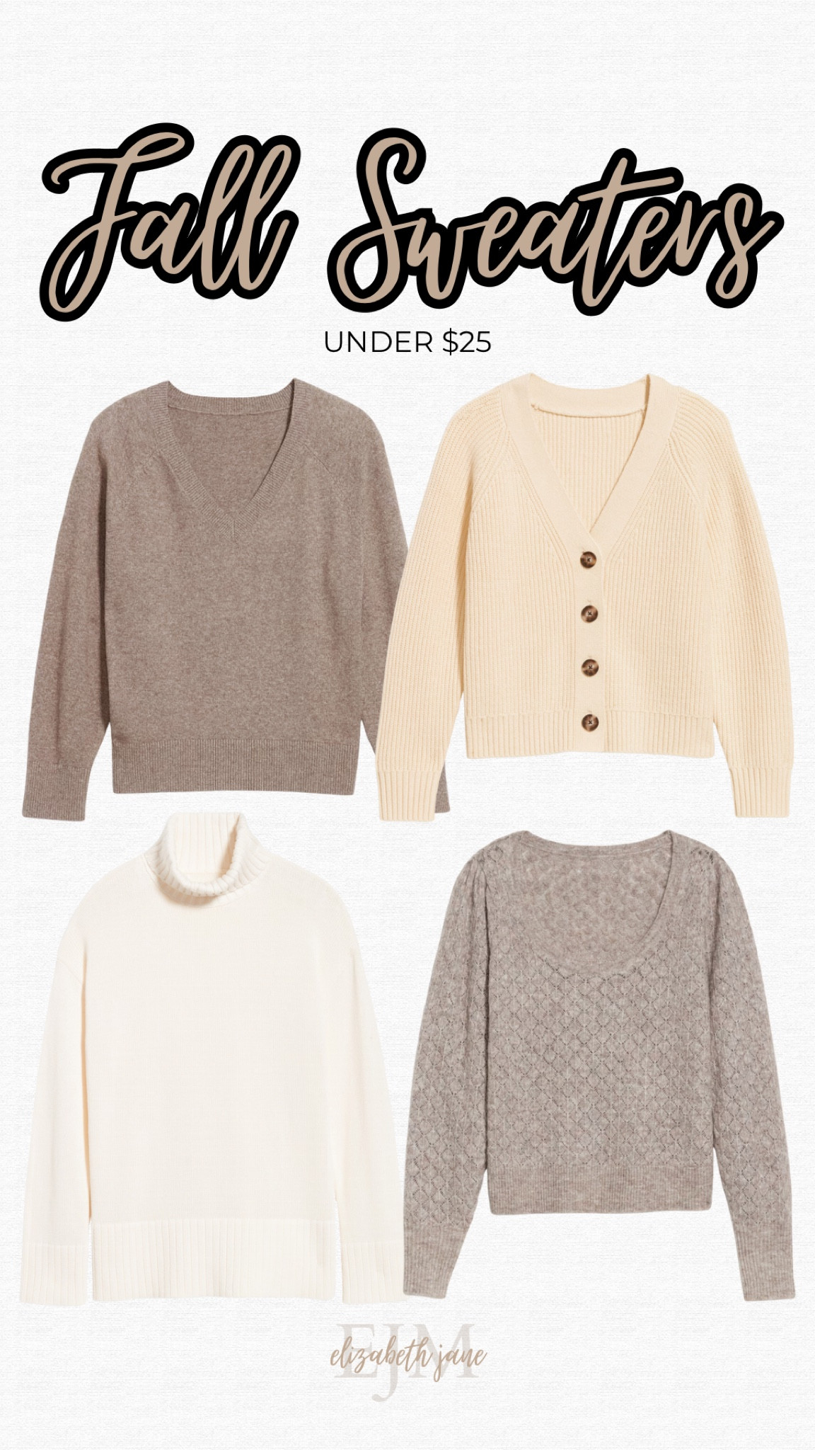 Neutral Fall Sweaters Under $25
Old Navy Sale!

Fall sweaters, fall clothes, fall tops, fall cardigans, fall outfits, affordable fall outfit, fall outfit idea, neutral sweater, button sweater, crew neck sweater, v-neck sweater, sweaters under $20, sweaters under $25, scoop neck sweater, winter clothes, teacher outfit, travel outfit, family photo outfit 

#LTKFindsUnder50 #LTKSeasonal #LTKSaleAlert