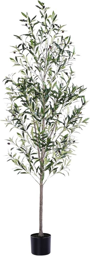Olive Tree, 6FT Artificial Indoor Tall Faux Olive Trees w/Planter & Natural Wood Trunk and Lifeli... | Amazon (US)