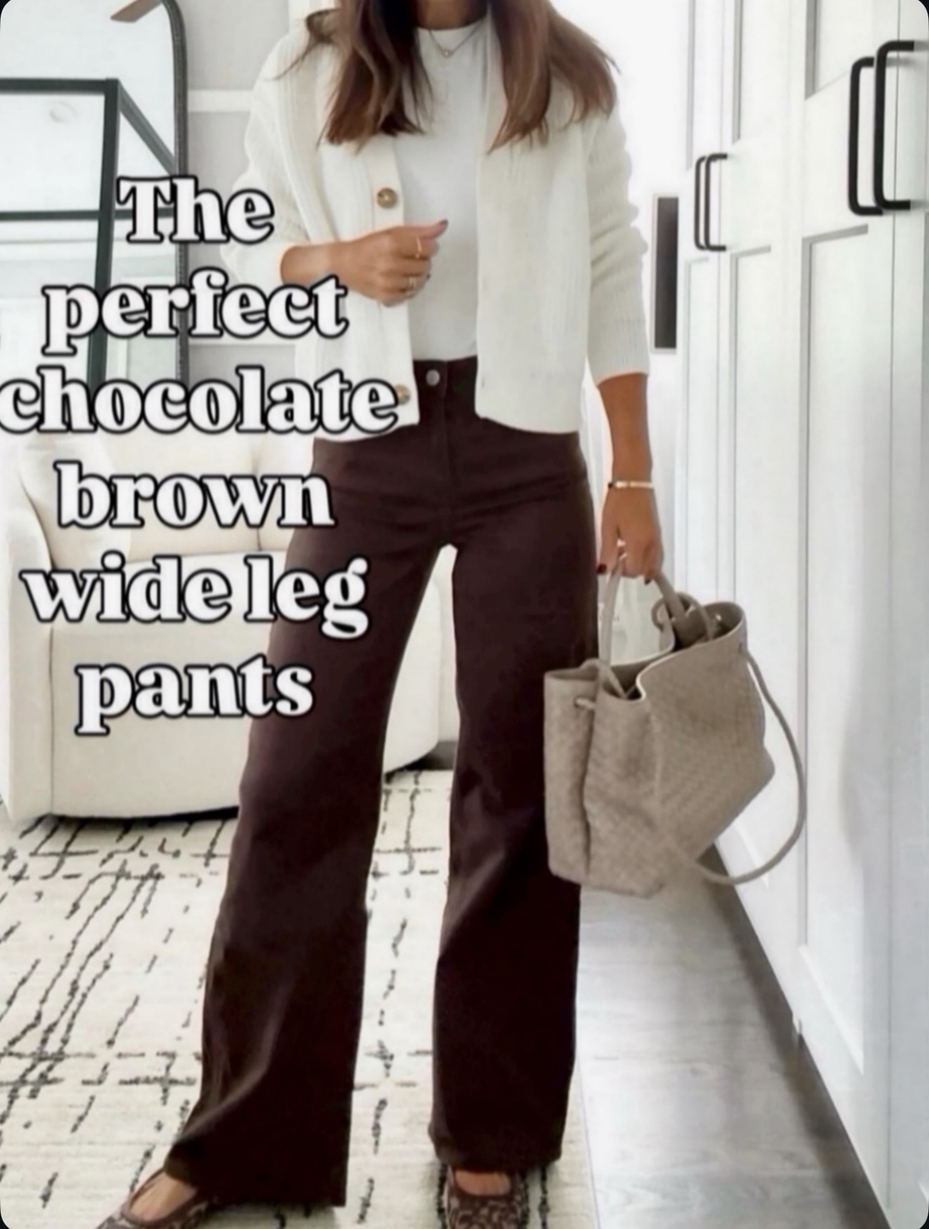 The perfect chocolate brown wide leg pants 🤎 Such a great fit and so flattering. Wearing size 26 

#LTKOver40 #LTKHoliday #LTKGiftGuide