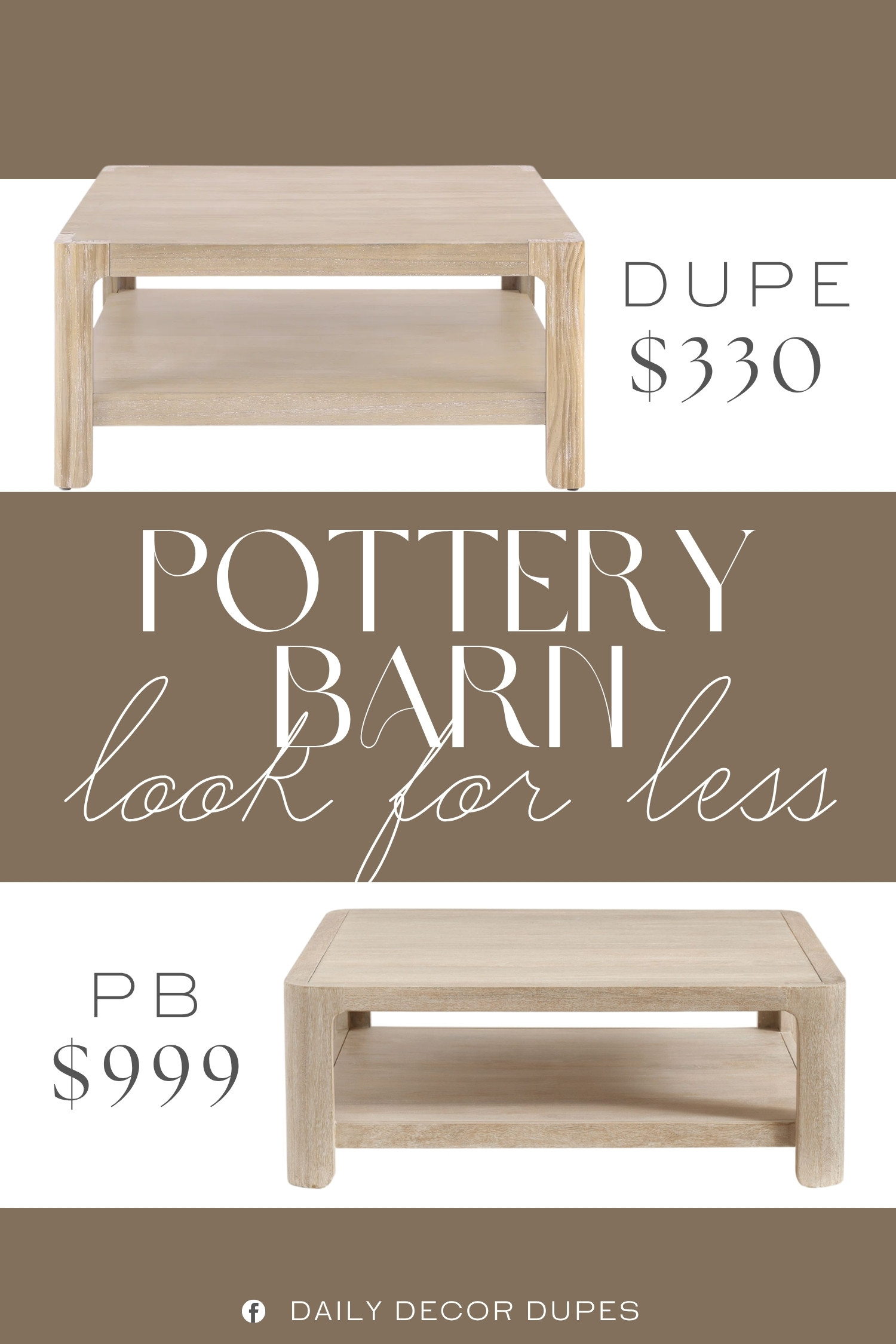 The Pottery Barn Aptos Square Coffee Table features a simple square silhouette, light wood finish, and lower shelf that adds practical storage and display space. Its understated design works beautifully with modern farmhouse, coastal, organic modern, and neutral living room decor. A similar style around $330 brings that refined, natural look to the living room while keeping the overall aesthetic relaxed and inviting. ✨🪵🏡

Home more affordable option find similar look for less budget friendly affordable cheap cheaper beautiful pretty. Clearance sale coupon code discount code promo code luxury Inspo inspiration inspired by idea ideas Love like these? I share multiple every day in my FB group.
#PotteryBarnInspired #AptosCoffeeTable #SquareCoffeeTable #WoodCoffeeTable #LivingRoomFurniture #CoffeeTableDecor #NaturalWoodFurniture #LivingRoomInspo 

 #LTKHome