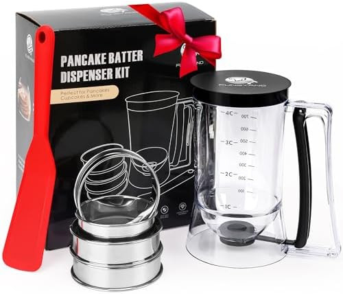 FUNGYAND Pancake Batter Dispenser, 4-Cup Set with Muffin Rings & Spatula - Ideal for Pancakes, Cu... | Amazon (US)