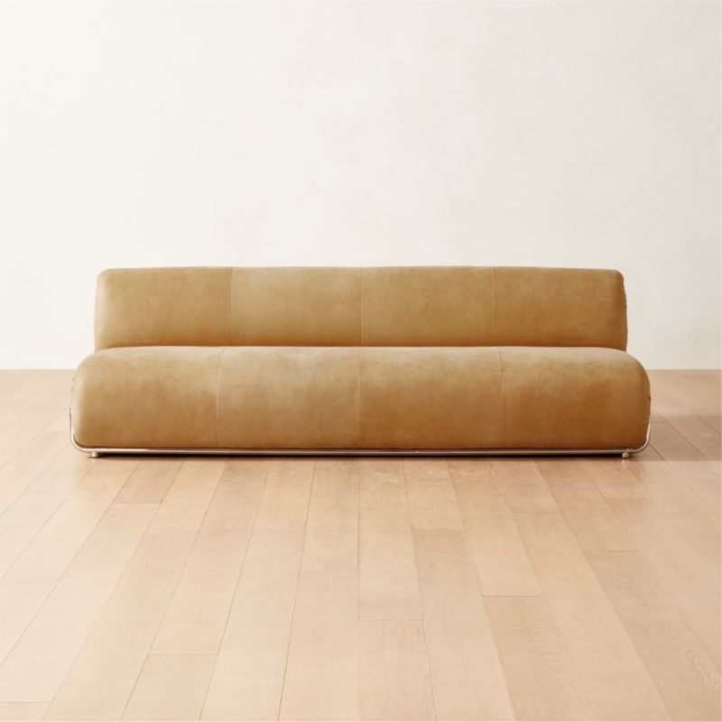 Hada Armless Beige Leather Sofa | CB2 | CB2