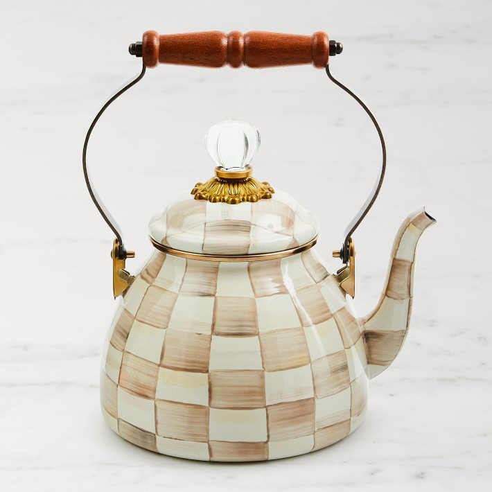 MacKenzie-Childs Mocha Check Tea Kettle | Williams-Sonoma