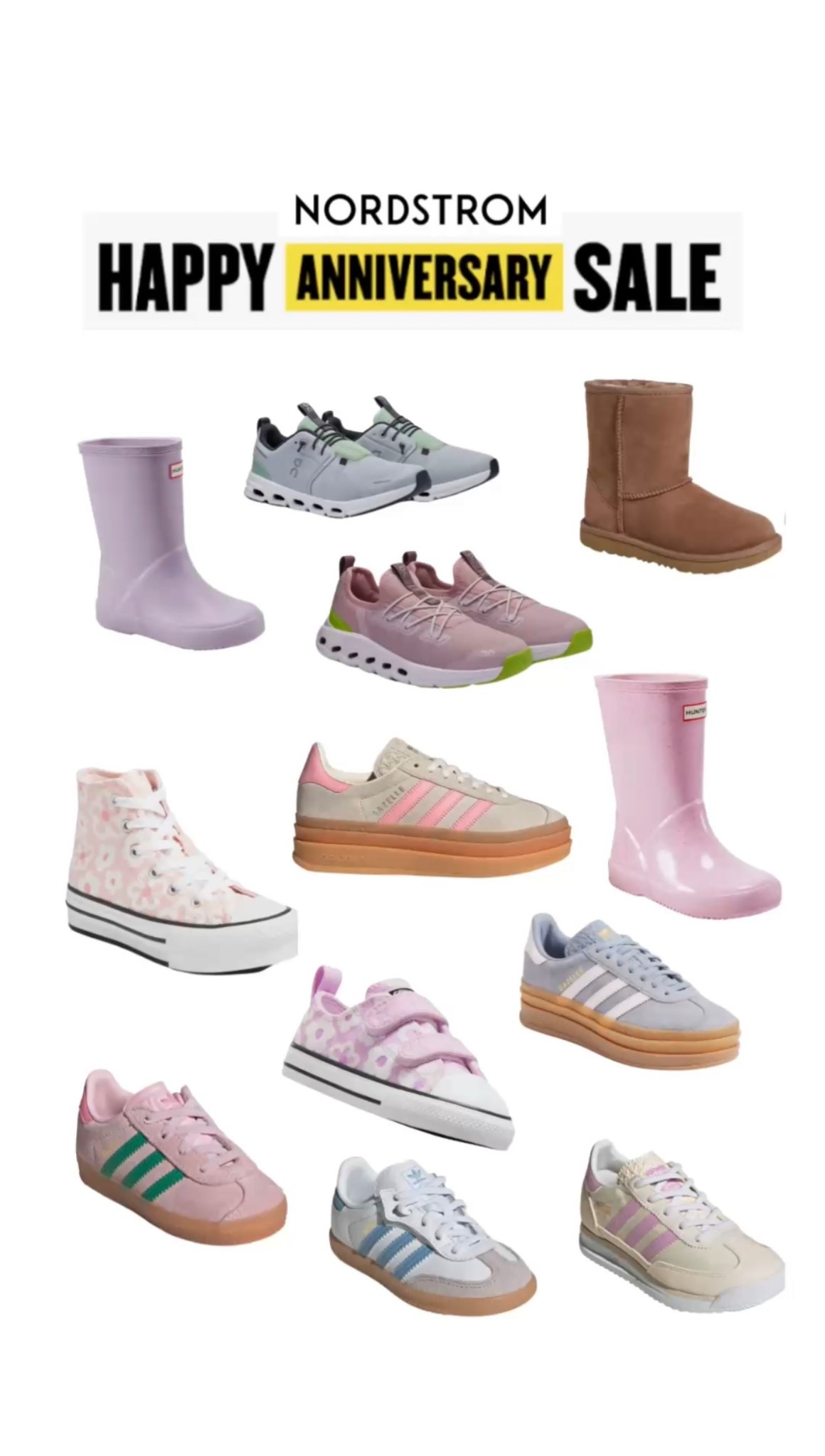 Nordstrom anniversary sale. Kids shoes. Adidas, Uggs, running shoes, rain boots.

#LTKKids #LTKSaleAlert #LTKFamily
