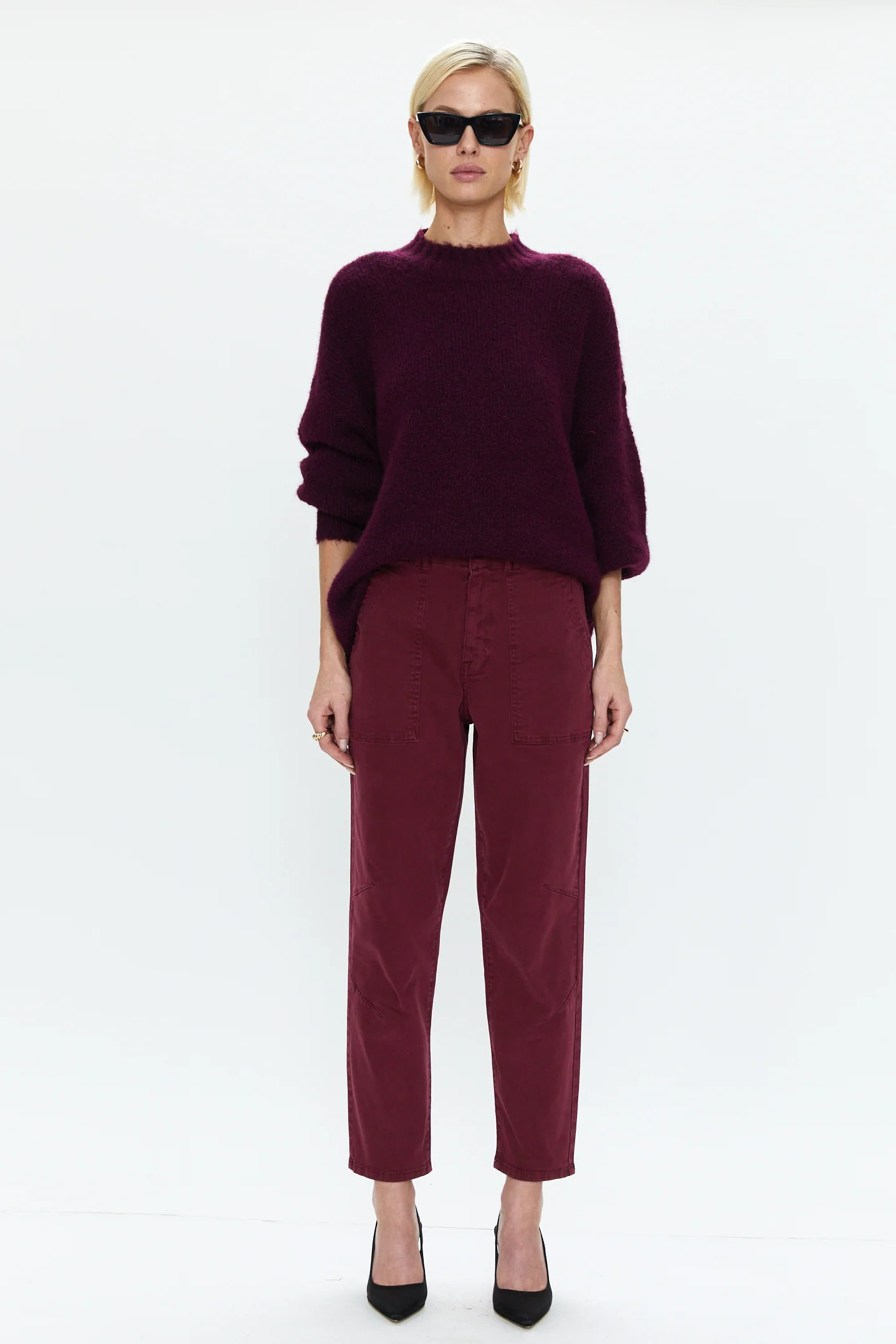 Pamela High Rise Straight Trouser - Bordeaux | Pistola Denim