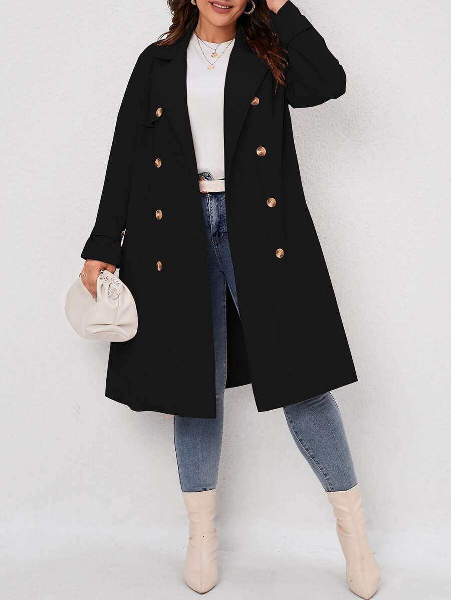 Plus Double Breasted Trench Coat SKU: sf2208167226262211(100+ Reviews)$29.00Make 4 payments of $7... | SHEIN