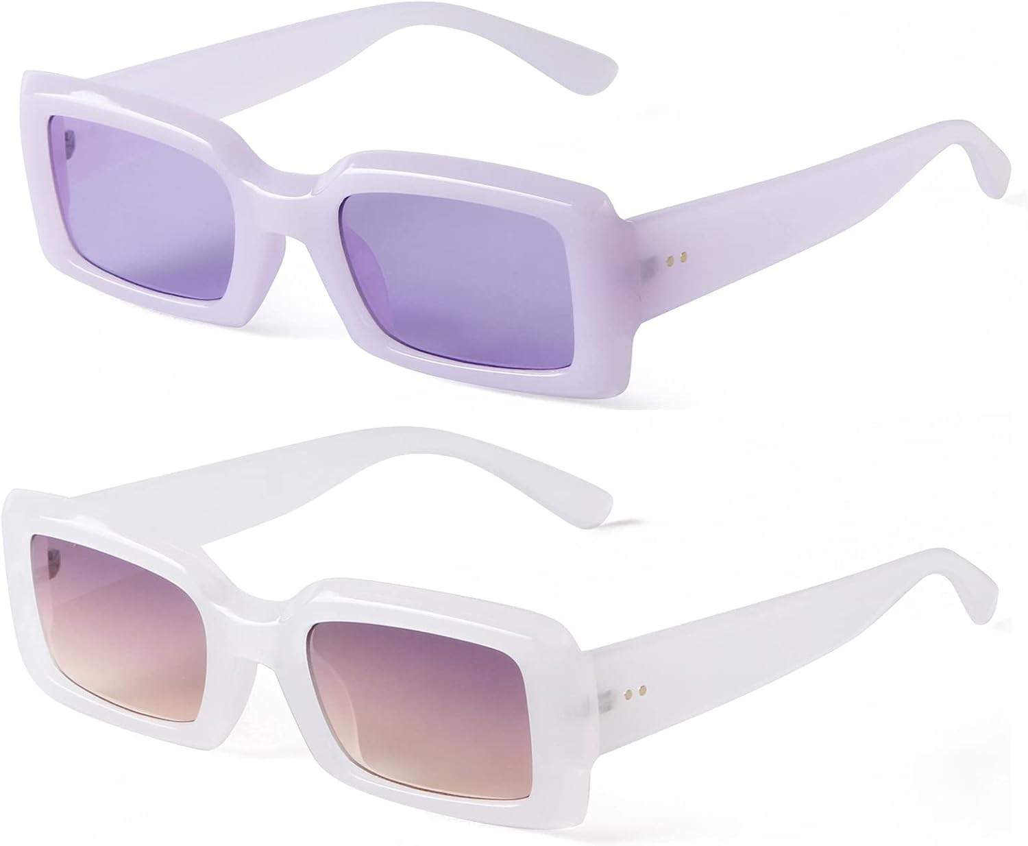 Vintage Rectangle Sunglasses for Women Men Chunky Frame Square Glasses Retro 90’s Nude Sunglass... | Amazon (US)