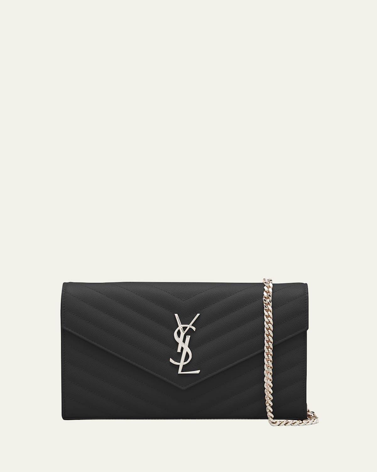 YSL Monogram Large Wallet on Chain in Grained Leather | Bergdorf Goodman