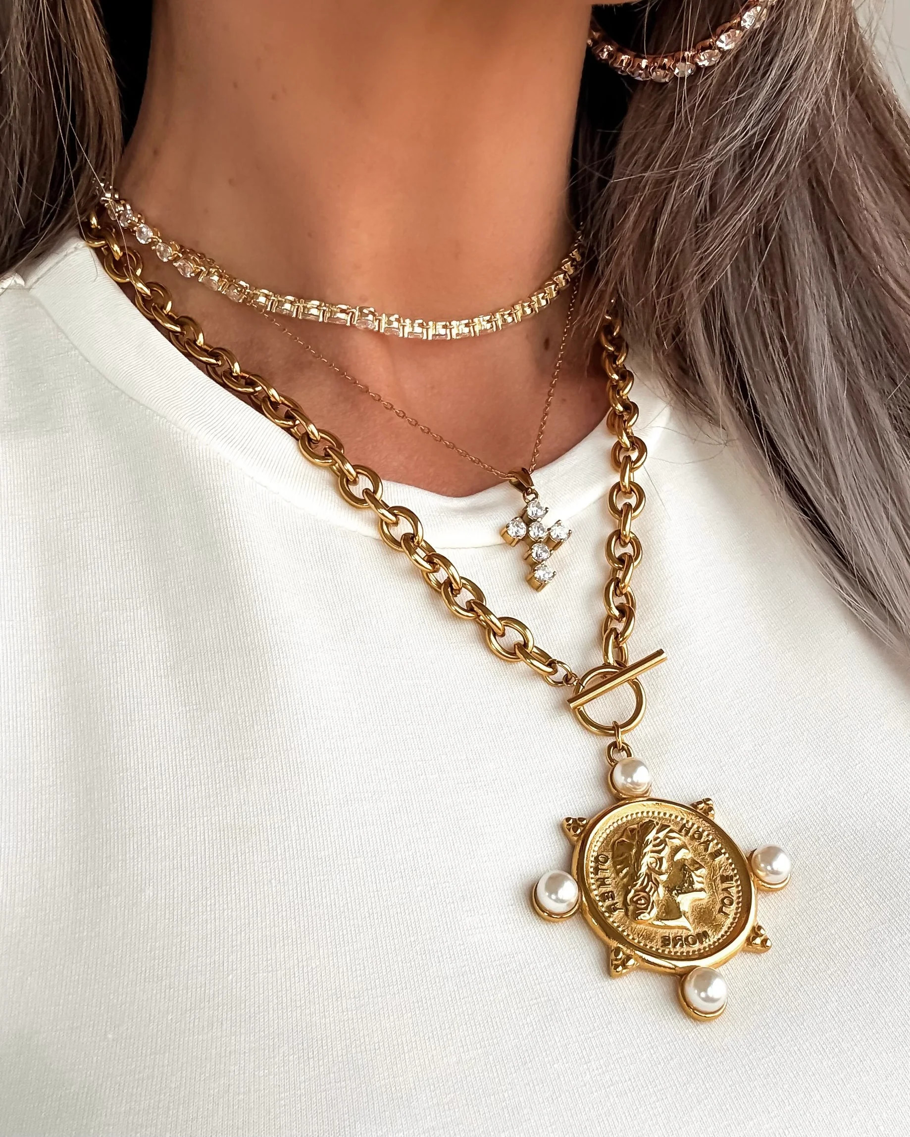 Pearl Coin Necklace - Gold | Bar T Boutique