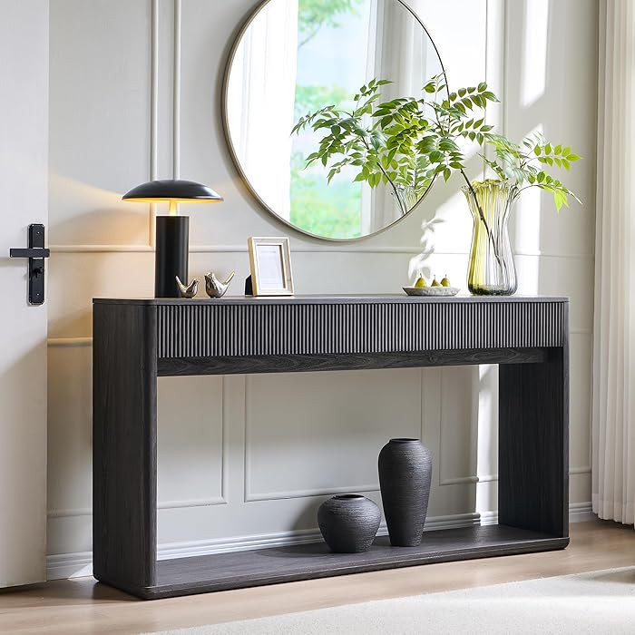 OKD 63" Fluted Console Table for Entryway, Modern Entryway Table with 2 Large Drawers, Long Sofa ... | Amazon (US)