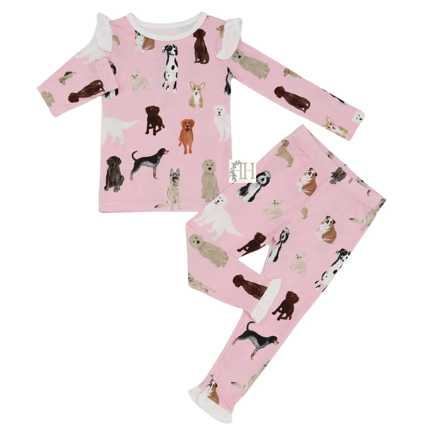 Girls Multi Dog Ruffle Loungewear Set | Hamner Hill